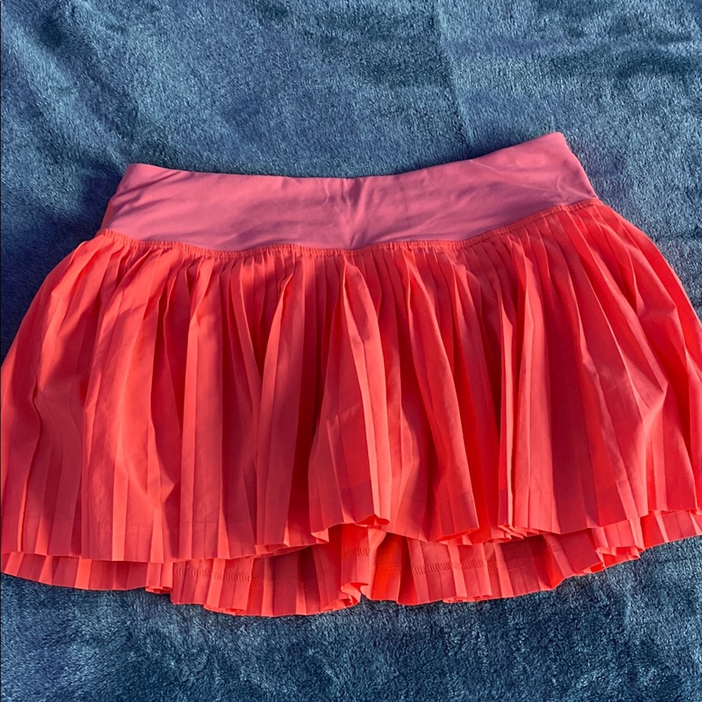 Vibrant Coral Pleated Skirt
